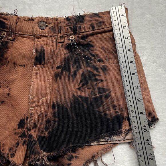 Levis 501 Shorts Womens Zipper Fly Tie Dye High Rise Denim Brown Black Sz 28 - Picture 4 of 12